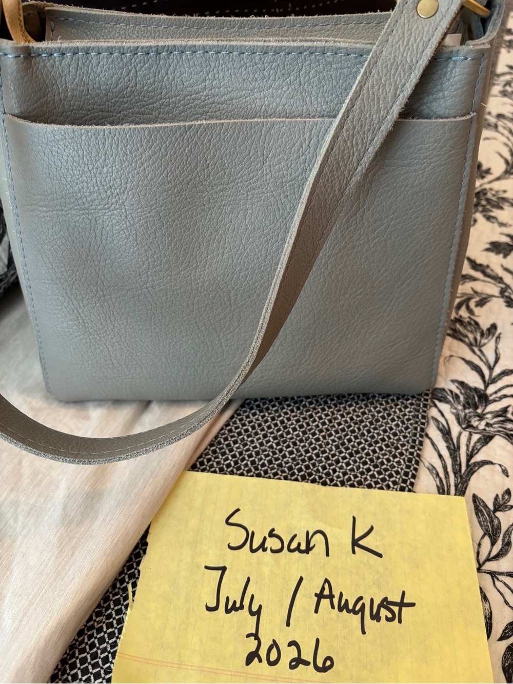 Portland Leather Goods- Nimbus Gray Triangle Shoulder Bag. - Picture 2 of 6